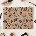 Leaves Pattern Teal Seamless Fall Cosmetic Bag (XL) Back