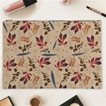 Leaves Pattern Teal Seamless Fall Cosmetic Bag (XXL) Front
