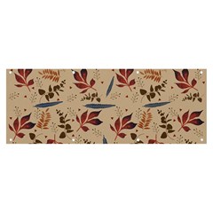 Leaves Pattern Teal Seamless Fall Banner And Sign 8  X 3 