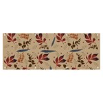 Leaves Pattern Teal Seamless Fall Banner and Sign 8  x 3  Front