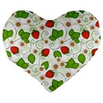 Strawberry Fruit Pattern Leaves Large 19  Premium Heart Shape Cushions Back