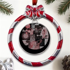Aesthetic , Aesthetic, Dark Metal Red Ribbon Round Ornament