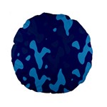 Blue Camouflage Pattern Standard 15  Premium Round Cushions Back