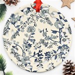 Blue Vintage Background Round Filigree Ornament (Two Sides) Back