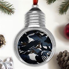 Blue Winter Camouflage, Military Camouflage Metal Light Bulb Shape Ornament