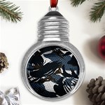 Blue Winter Camouflage, Military Camouflage Metal Light Bulb Shape Ornament Front
