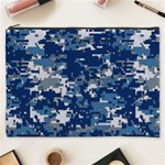Blue, Camouflage, Cool, Navy, New, Pattern Cosmetic Bag (XXXL) Front