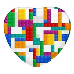 Colorful Bricks, Bricks, Colorful Heart Glass Fridge Magnet (4 Pack)