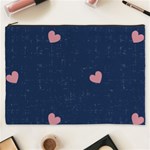 Corazones, Blue, Pattern Cosmetic Bag (XXXL) Front