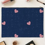 Corazones, Blue, Pattern Cosmetic Bag (XXXL) Back