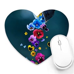 Falling Flowers, Art, Coffee Cup Heart Mousepad