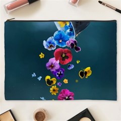 Falling Flowers, Art, Coffee Cup Cosmetic Bag (xxxl)