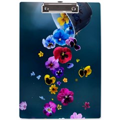 Falling Flowers, Art, Coffee Cup A4 Acrylic Clipboard