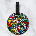 Falling Lego Bricks, Desenho, Fall, Games Nappa Leather Luggage Tag Round Back