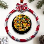 Lego People, Games Metal Red Ribbon Round Ornament Front
