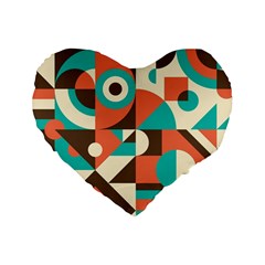 Retro Colorful Background, Retro Abstraction Standard 16  Premium Flano Heart Shape Cushions