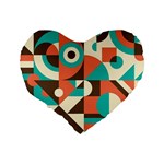 Retro Colorful Background, Retro Abstraction Standard 16  Premium Flano Heart Shape Cushions Back