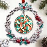 Retro Colorful Background, Retro Abstraction Metal X mas Wreath Holly leaf Ornament Front