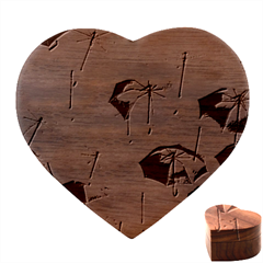 Umbrella, Colorful, Positive, Sky, Rainbow Heart Wood Jewelry Box