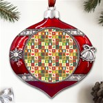 Template Christmas Pattern Metal Snowflake And Bell Red Ornament Front