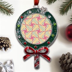 Abstract Pattern Design Scrapbooking Metal X mas Lollipop With Crystal Ornament