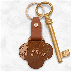 Tardis Doctor Who Space Galaxy Engraved Wood Key Chain