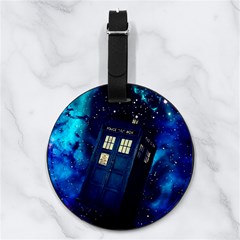 Tardis Doctor Who Space Galaxy Nappa Leather Luggage Tag Round