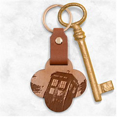 Tardis Doctor Who Space Blue Engraved Wood Key Chain
