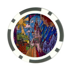 Castle Building Stained Glass Poker Chip Card Guard