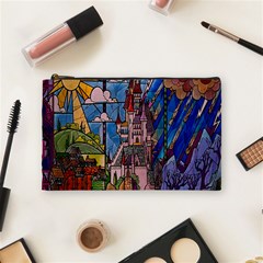 Castle Building Stained Glass Cosmetic Bag (medium)