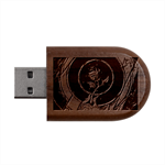 Enchanted Rose Stained Glass Wood Oval USB Flash Drive USB