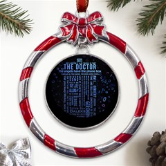 Doctor Who Tardis Metal Red Ribbon Round Ornament