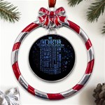 Doctor Who Tardis Metal Red Ribbon Round Ornament Front
