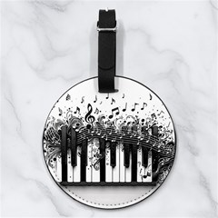 Piano Sounds Nappa Leather Luggage Tag Round
