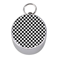 Pattern Checkered Squares Black White Pattern Mini Silver Compasses