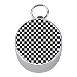 Pattern Checkered Squares Black White Pattern Mini Silver Compasses Front