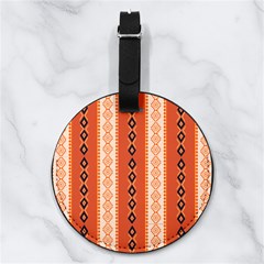 Geometrical Geometric Pattern Nappa Leather Luggage Tag Round