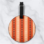 Geometrical Geometric Pattern Nappa Leather Luggage Tag Round Back