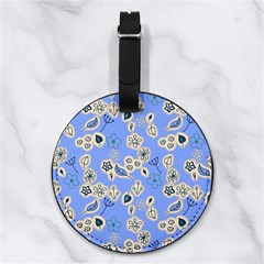 Abstract Pattern Nappa Leather Luggage Tag Round