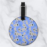 Abstract Pattern Nappa Leather Luggage Tag Round Back