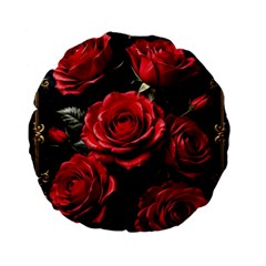 Red Roses Standard 15  Premium Flano Round Cushions