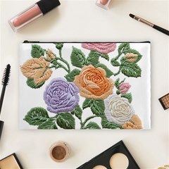 Embroidery Roses Floral Design Cosmetic Bag (large)