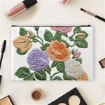 Embroidery Roses Floral Design Cosmetic Bag (Large) Back