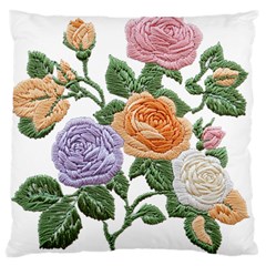 Embroidery Roses Floral Design Large Cushion Case (two Sides)