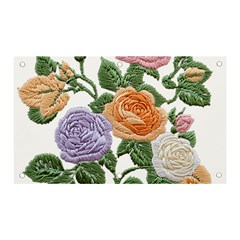 Embroidery Roses Floral Design Banner And Sign 5  X 3 