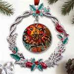 Image Metal X mas Wreath Holly leaf Ornament Front