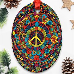Peace Abstract Pattern Creative Drawing Oval Ornament (two Sides)
