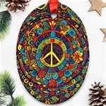 Peace Abstract Pattern Creative Drawing Oval Ornament (Two Sides) Back
