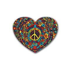 Peace Abstract Pattern Creative Drawing Rubber Coaster (heart)