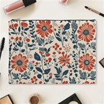 Retro Scandinavian Nordic Flowers Pattern Cosmetic Bag (XL) Front
